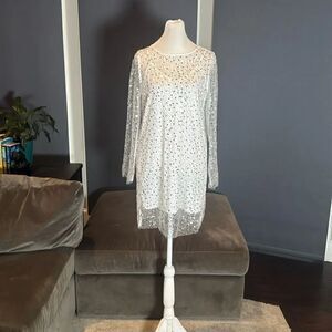 Women’s Sparkly Long Sleeved Sheer Mesh Sequined Club Party Dress Size S NEW